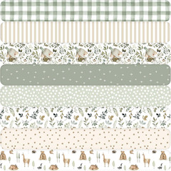 8 Pcs Sage Green Floral Cotton Fabric Bundles 18 X21 Inch Greenery Fat Quarters