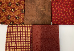 1/4 YARD BUNDLE OF 5 – PACK #23 – BURGUNDY & BROWN
