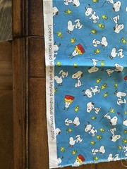 Snoopy Woodstock Peanuts Comics Characters Dogbowl Fabric Print: 19 1/2” x 43”