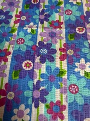 Fabric Lot 3 Yds 33 Ins 44 W “Mod Lilac Daisy Dance” Tutti Fruitti Purple Blue