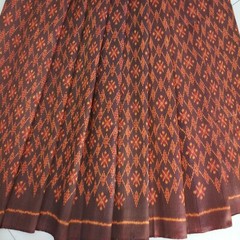 Antique Silk100%Thai Pattern Hand Woven Fabric Brown Orange Cloth/Skirt Crafting