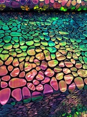Multicolor Iridescent Sequins On Stretch Black Velvet Fabric Sold By The Yard
