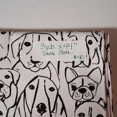 Brother Sister Design Studio Duck Cloth Fabric Dog Print Black White 3 Yds 44″