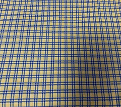 Vintage Plaid Checked Squares Print Fabric Yellow White And Blue 100% Cotton BTY