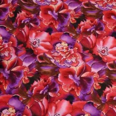 60″ W Spectacular Red, Violet Purple & Brown Floral, MMFab Cotton, BTY
