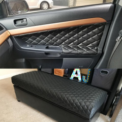 Thick PU Leather Fabric Diamond Check Foam Backing Quilted for Vehicle Interior