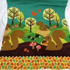 Michael Miller Fabric Forest Animals Fabric Nuts for Dinner Panel 19″ x 44″