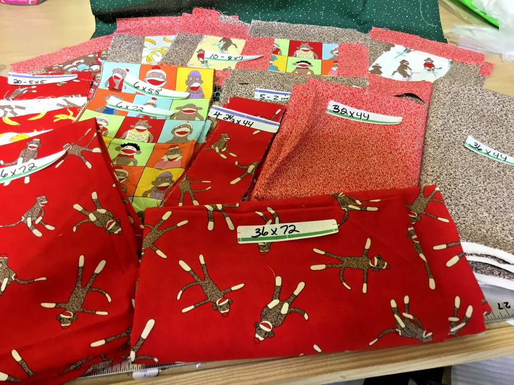 Moda Monkey Tales Erin Michael Cotton Fabric Bundle 6 Yards Sock Monkey Bananas