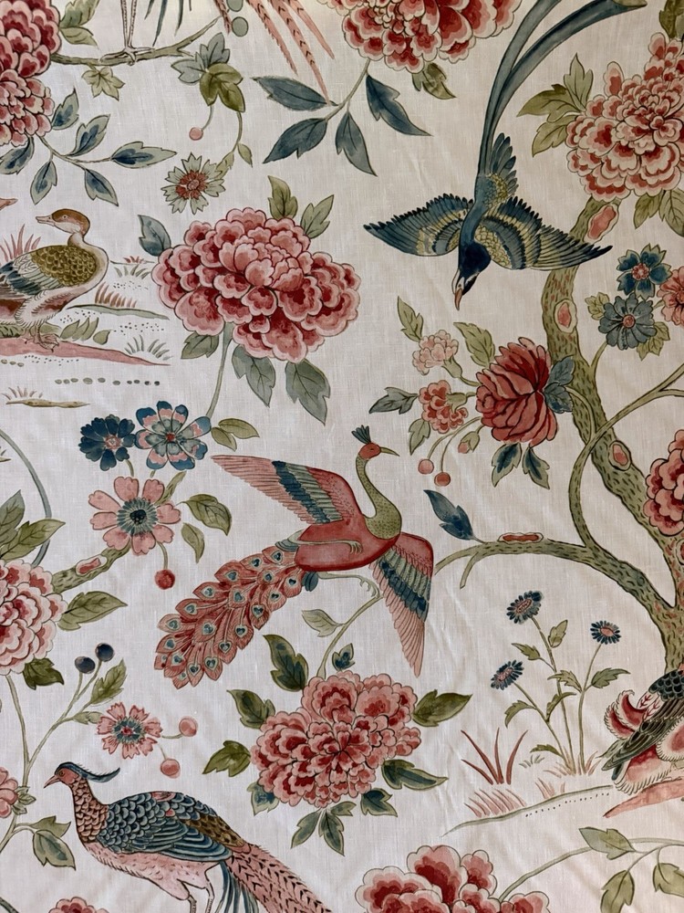 Indienne Peacock Linen Fabric by Sanderson 2 Yards