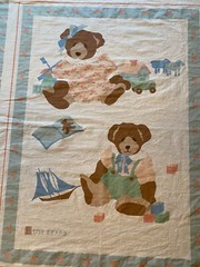 Vtg 80’s Brooke Morrison BUSY BEARS Teddy Nursery Crib Quilt Fabric Panel Twins?