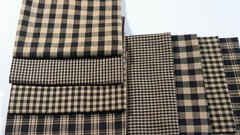 Primitive Antique Black Tan Halloween Homespun Plaid Quilt Doll Fabric Scrap Lot