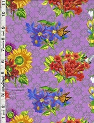 Purple Old Farmers Almanac Floral by Print Concepts bty