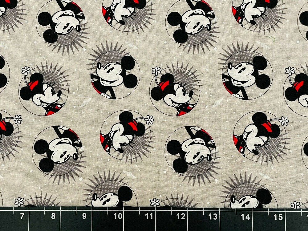Tina Scrap Disney Mickey & Minnie Mouse Circles 9″x21” Cotton Gray Red
