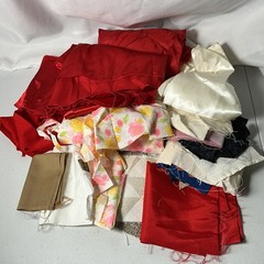 Fabric Scraps Remnants Mixed Lot Red Cream Floral Craft Quilting Sewing