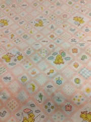 VTG Pink Baby Toddler Nursery Themed Pastel Farm Miniature Print 44″x54 “