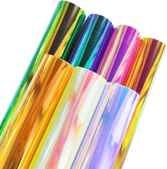Holographic Faux Leather Fabric, 7 Pcs 8.3Inch X 11.8Inch Mirrored PU Leather Fa