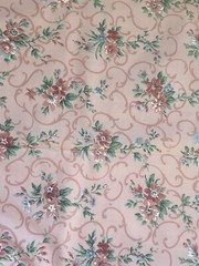 Vintage Joan Kessler Concord Floral Fabric 1.8 Yds Scroll Cotton Pink Mauve 90s