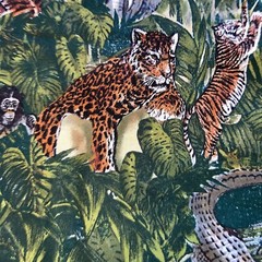 jungle safari animals themed Quality cotton Fabric 1/2 YdTiger Elephant Monkeys