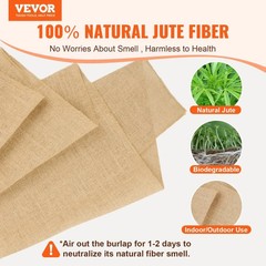 VEVOR Burlap Fabric Roll, 14 in x 30 ft & 50 x 50 High Density Wide Natural Burl