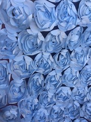 Maci LIGHT BLUE 3D Floral Polyester Satin Rosette on Mesh Fabric by the Yard –