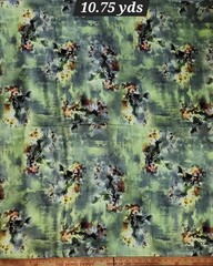Wool Blend Floral Printed Thick Winter Spun Soft Fabric 45”W Sold BTY Green