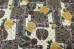 2Y x 60″ Vintage 80s 90s Rayon Paisley Floral Rose Fabric Maximalist Ornate Bold
