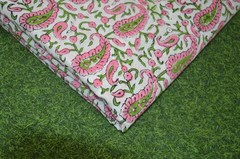 Hand Block Paisley Print 100%Cotton 1 Yard Fabric NO TARRIF CHARGES 100%✅ZK_161*