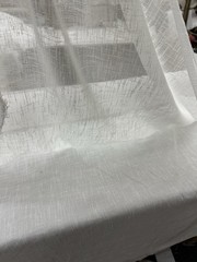 Faux Linen Sheer Voile Gasa Fabric 116” Wide Curtain Drapery Sold BTY Off White