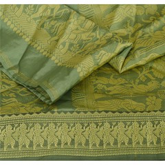 Sanskriti Vintage Pallu Fabric Art Silk Woven Baluchari Design Decor Craft