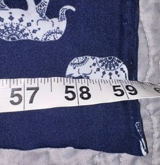 Navy Blue Indigo White Elephant Print Fabric Stretch Knit Blend 1 Yard 36 x 59