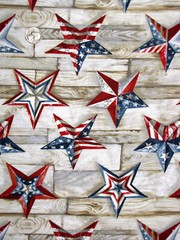 Patriotic Farmhouse Stars Fabric Star Wood Slat Background Cotton By The Yard