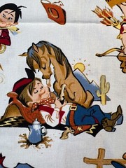 Fabric RARE Into The West by Jackie Jones Marcus Bros Retro Cowboys 30 L x 45” W