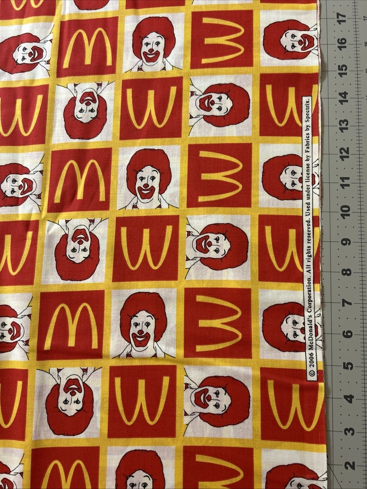 Ronald McDonald’s Rare OOP Spectrix Cotton Fabric 1/2 Yard (18 By 44”) New