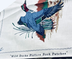 VTG Cranston VIP Panel of Wild Ducks Picture Book Patches 10 Squares 45 X 17½