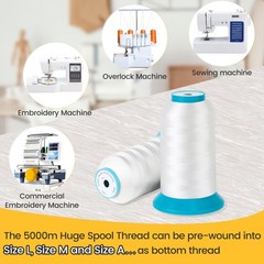 New brothread Set of 2 White Bobbin Thread/Bottom Thread 60WT Large, 2XWHITE