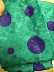silk fabric 45×102″ blue-green with purple dots