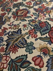 Waverly Greenfield Jacobean Floral Drapery Upholstery Cotton Screen Printed