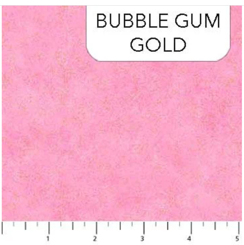Bubble Gum Pink Gold Metallic Accent Fabric, Shimmer Radiance Northcott 9050M-22
