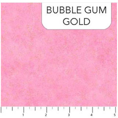 Bubble Gum Pink Gold Metallic Accent Fabric, Shimmer Radiance Northcott 9050M-22