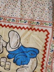 Vintage Smurfs Fabric Panel – Child Baby Quilt Blanket Cotton 43″ x 33″