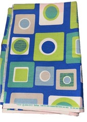 Vtg DCI Springs Cotton Fabric Atomic Age Geometric Shapes Blue Green 2004 1 Yd