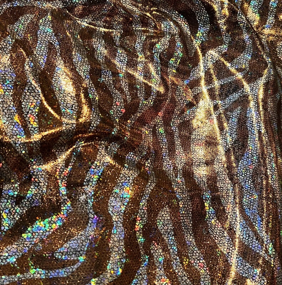 3 Yard Rust Silver Hologram 1way Stretch Knit Fabric 54” Width