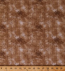 Cotton Nautical Map Lines Compass Travel Unknown Voyage Fabric Print BTY D461.29