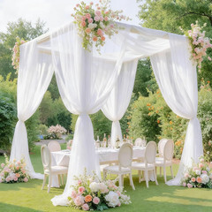 Wedding Arch Draping Fabric 28″ X19Ft, Sheer Chiffon Fabric Backdrop,1 Panel Whi