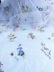 White Lace Tulle Fabric by Yard Floral Embroidery 35x51in Soft Lightweight DIY