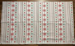 Christmas Holiday Striped Snowlake Fabric Red Green On White 2 Yards X 44in