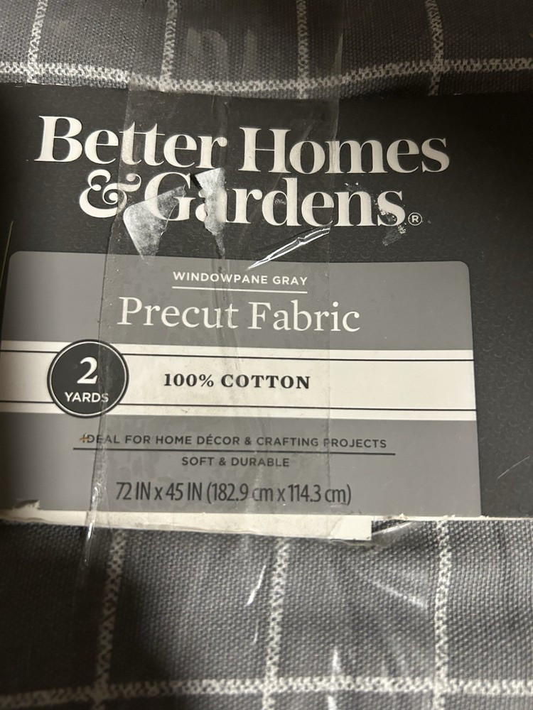 Better Homes & Gardens Precut Fabric 4 Yards Windowpane Gray – 72L X 45W