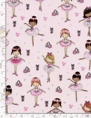 Sports Fabric – Ballet Ballerina Toss Pink – Timeless Treasures YARD