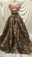 Fabric Sold By The Yard Rose Gold Metallic Brocade On Black Lame Organza Floral