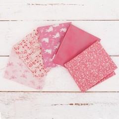 Threadart Exclusive 5 Fat Quarter Bundle Set – Lt Pink 100% Cotton Fabric